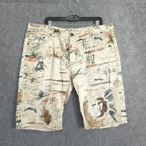 A. TIZIANO Che Guevara Cuban Revolution Printed Denim Jean Shorts Mens Size 42